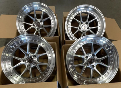 19'' Aodhan DS08 Wheels 19x11 +22 5x114.3 Deep Dish Silver Machined Rims