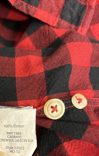 J Crew Oxford Shirt Sz M 100% Cotton Red Black Check Button up Long  Slv Men - Picture 9 of 9