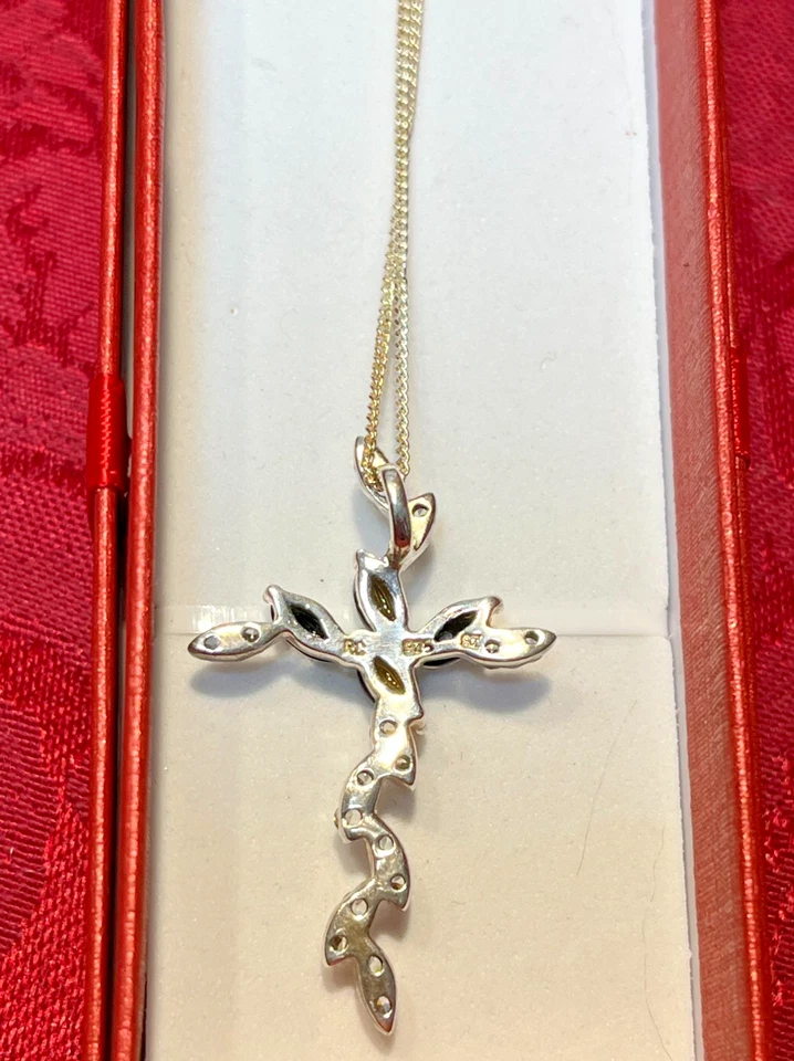 Винтажный навахо серебро 925 красивый крест RC CZs и мистический кварц 1 1/2T - Изображение 4 из 4