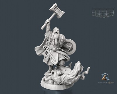 Zwerg Kämpfer mit Hammer Miniatur Dwarf Thunder Cleric für D&D 5e Pathfinder