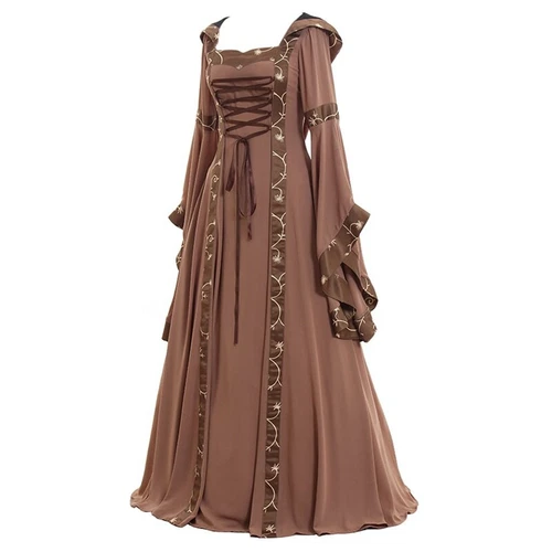 Women's Vintage Victorian Renaissance Gothic Dress Medieval Dress Costume Hooded - Picture 23 of 35
