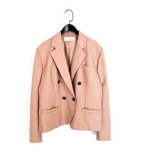 Georges & Albert Bender 80s Pink Double Breasted Wool Blazer Jacket - Size 16