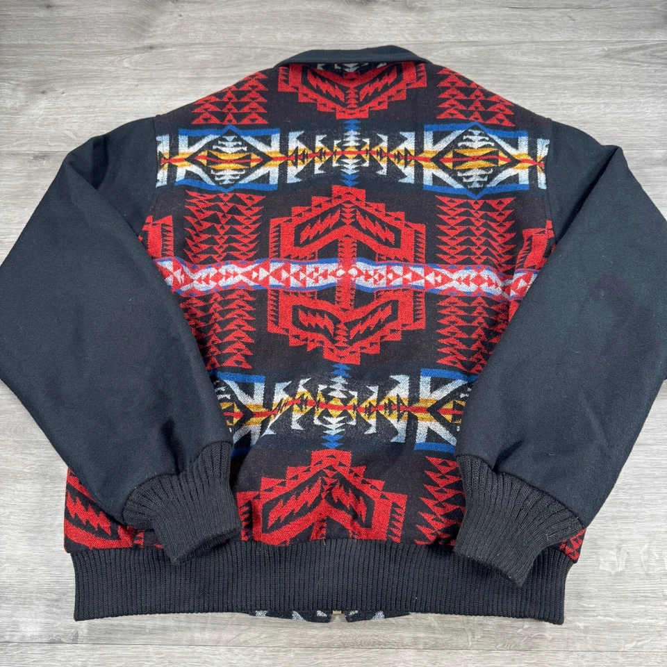 VTG Pendleton High Grade Southwestern Aztec Wool Bomber Jacket Medium Western - Image 2 of 4