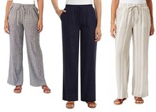 Briggs Ladies' Linen Blend Pull On Loose Fit Pant S XL W/WO Tags NEW