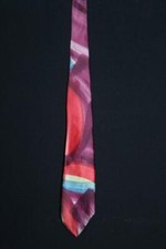VINTAGE 1940'S-1950'S NYLON FAUX PAINTED MULTICOLOR TIE 46" L X 3 1/2 "W