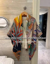 Sallys 70% Cashmere 30% Silk Wrap Scarf Moon Night Print Square Stole Shawl 53"