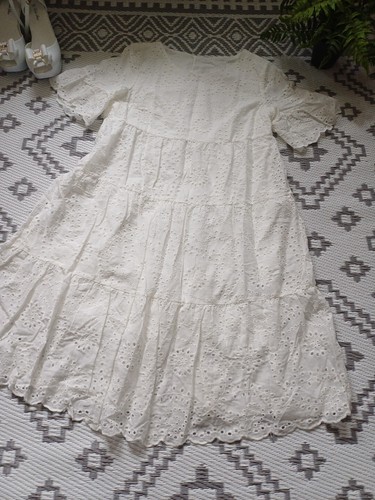 Broderie Anglaise Baumwolle Hängerchen Stil Sommerkleid 👗 Gefüttert Lagenlook S M 8 10 12