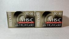 Maxell VHS-C TC-30 HGX-Gold Premium High Grade Videocassette Tapes Lot of 2 New