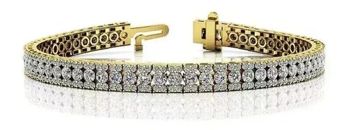 12Ct Round Cut Lab Created Diamond Men's Tennis Bracelet 14k Yellow Gold Plated - 第 3/4 張圖片