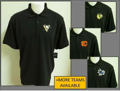 New S-5XL Black Solid NHL Men's Cotton #77U Polo Shirt