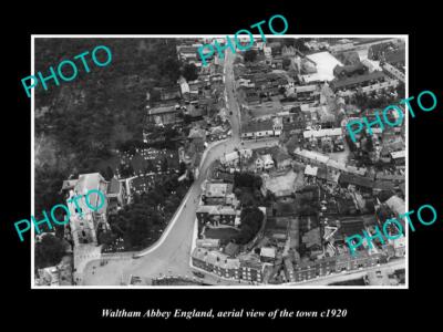 OLD LARGE HISTORIC PHOTO OF WALTHAM ABBEY ENGLAND AERIAL VIEW OF TOWN c1920 1