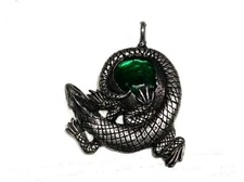 Pendant Gecko, Lizard, Desert Reptile Green Stone