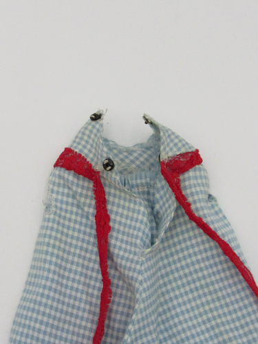 60er Jahre Barbie Puppe blau weiß rot Spitze kariert 9 in Kleid Kleidung (E08) - Bild 3 von 4