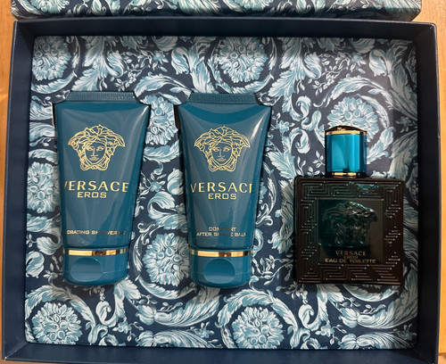 Versace EROS Eau de Toilette 1.7oz, After Shave Balm, & Shower Gel Gift Set