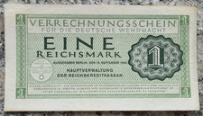 Drittes Reich 1 Reichsmark 1944 Verrechnungsschein Deutsche Wehrmacht,
