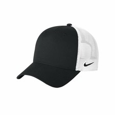 Nike Rise Cap Black/White Snapback Mesh Trucker Adjustable Logo Hat FA25 1 Size