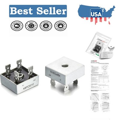 High Capacity 50A 1000V Bridge Rectifier Diodes - 2 Pack with Protective ESD Bag