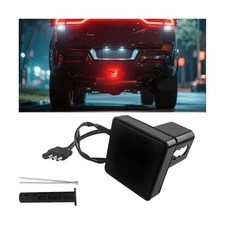 Trailer Hitch Receiver Cover with 15 LED Brake Lights, Super Bright Red/Black