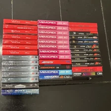 Mixed Lot of 38 Cassette Tape Sony Tdk Memorex  Maxell  Type 1 Tape Sealed New