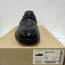 ECCO 858934 - Queenstown Black 01001 - Leather Penny Loafer - Size 14-14.5