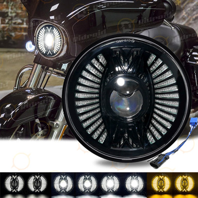 7''Inch 135W LED Headlight Hi-Low Beam&DRL&Turn Signal Lights For Harley Davidson