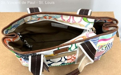 Coach Womens Hamptons Tote Purse Multicolor Patchwork Y2K Canvas