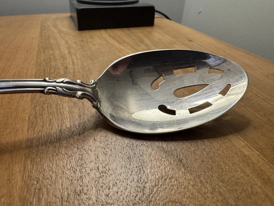 Reed & Barton Eighteenth Century Sterling Slotted Serving Spoon No Mono 8 3/8” - Image 3 of 4