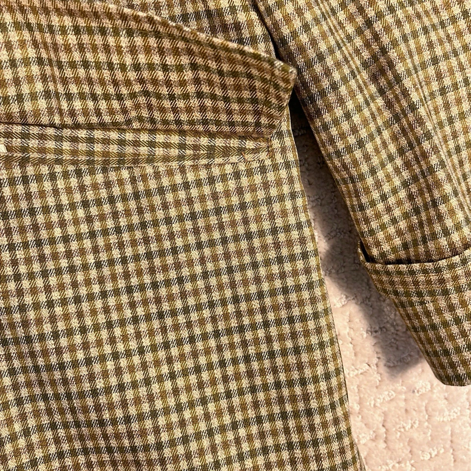 Vintage Gleneagles 1960’s Mens Trench Coat Size 46 Check Lined Union Made Wool - Image 4 of 4
