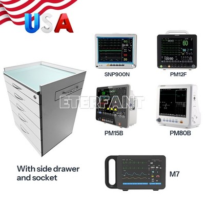 4 Drawers Cart Wooden Cabinet/Vital Sign Patient Monitor For Hospital ECG NIBP