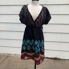 O’Neill wrap front boho slinky southwestern dress LARGE