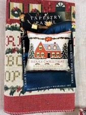 Vintage Oakhurst Industries Tapestry Merry Christmas Sampler Pillow Panel 18x18