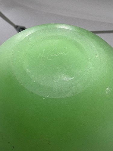 Vintage Decorative Matte Green Art Glass Vase 16" Tall Signed - Picture 3 of 8