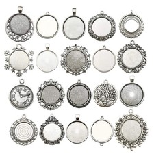 20pcs Mixed Fit 25mm Blank Bezel Pendant Trays Base Antique Silver