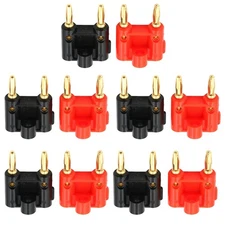 Gold Plated Banana Plugs 10PCS Dual 4mm Speaker Connector Red Black 12 AWG