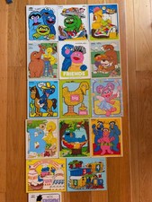 14 Vintage Playskool Sesame Street Wood Puzzle Set 1970s