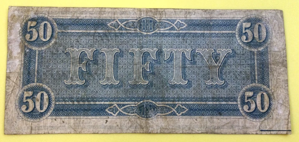 1864, T-66, 50$ Confederate Bank Note, #18517, Richmond VA, A series. - Image 4 of 4