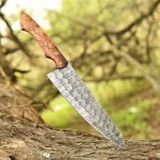 12” Handmade Damascus Fixed Blade  Chef Knife  Japanese Bunka Kitchen Knife