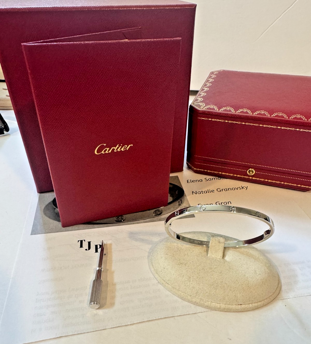 ❤️ Cartier Love Bracelet thin small White Gold Size 17 Compete