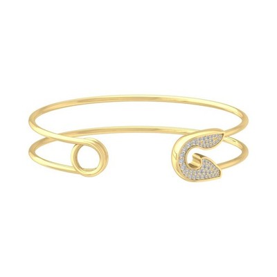 10k Yellow Gold 0.325Ct Lab Grown Diamond Fashion Bangle Bracelet For Women 7.5''