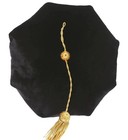 Doctoral Graduation Tam 8 Sides Doctorate Cap PhD Blue/Black Velvet with Gold...