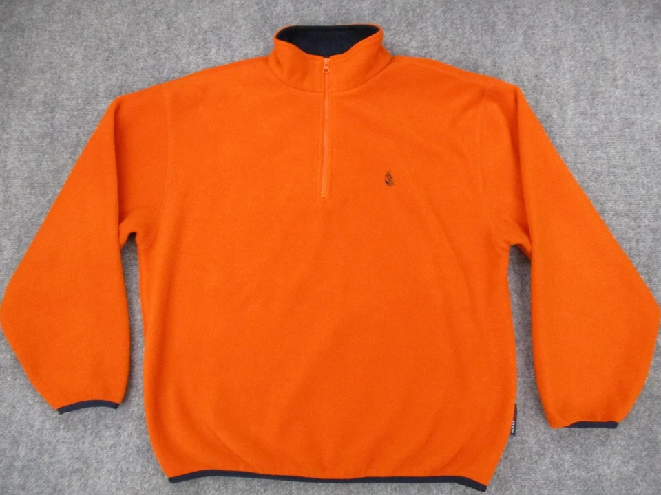Vintage Nautica Sweater Mens XL Orange 1/4 Zip Fleece Pullover NAUTECH Made USA - Image 2 of 4