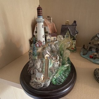 Ceramic Miniature Coastal Village Lighthouse Ornament Painted 1pc