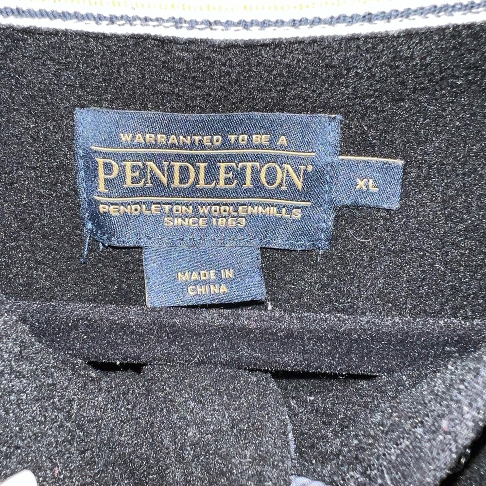 Pendleton Black Hooded Henley Pullover Sweatshirt… - image 4