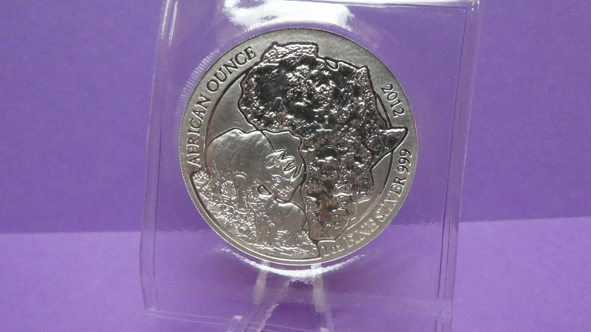 Ruanda Nashorn 2012 Rinoceronte 1 oz Ag 999.Originalverpacku Envase original S/C