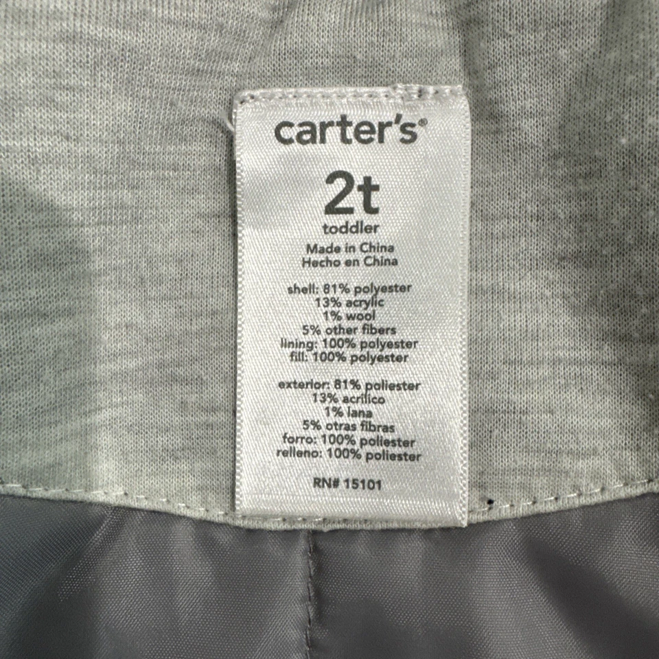 Chaqueta de invierno con capucha gris Carter’s Girl 2T Foto 3 de 4