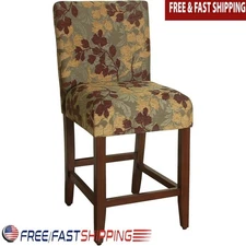 Upholstered Bar Stools W/ Back Comfortable Counter Height Chairs Kitchen Gaming