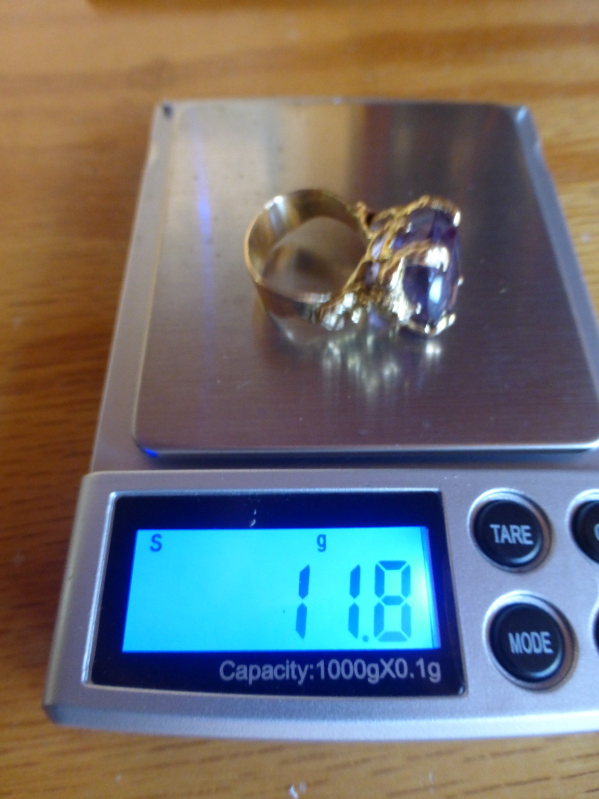 custom made 14k solid gold amethyst ring, size 6.… - image 11