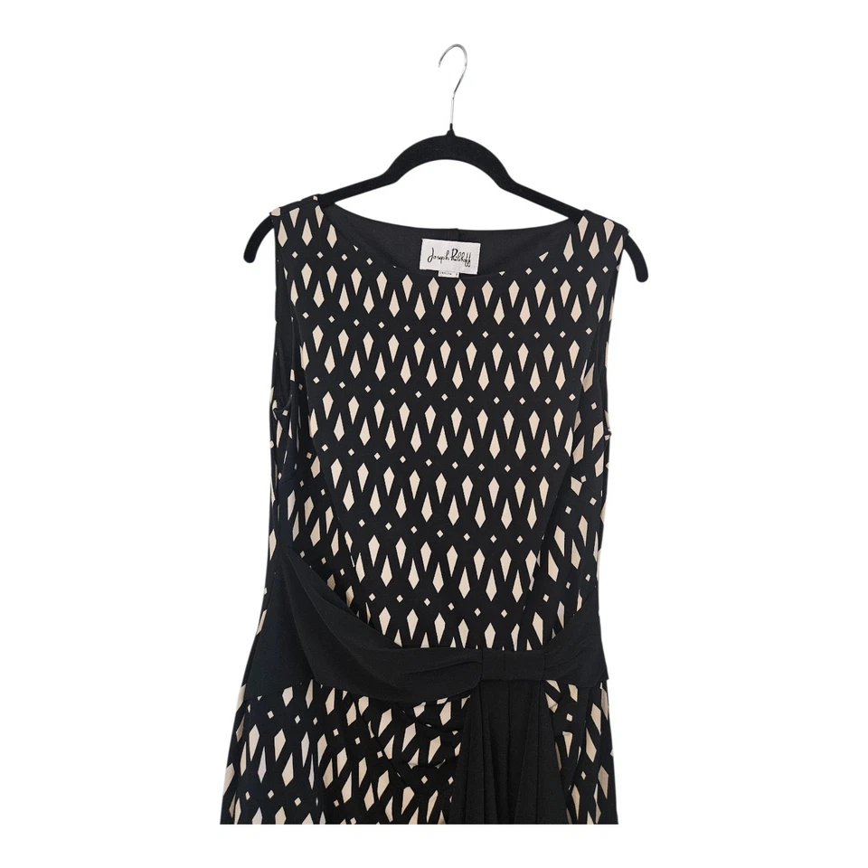 Vestido Joseph Ribkoff Talla 8 Negro Tostado Estampado Diamante Cascada Frontal Elástico Foto 3 de 4