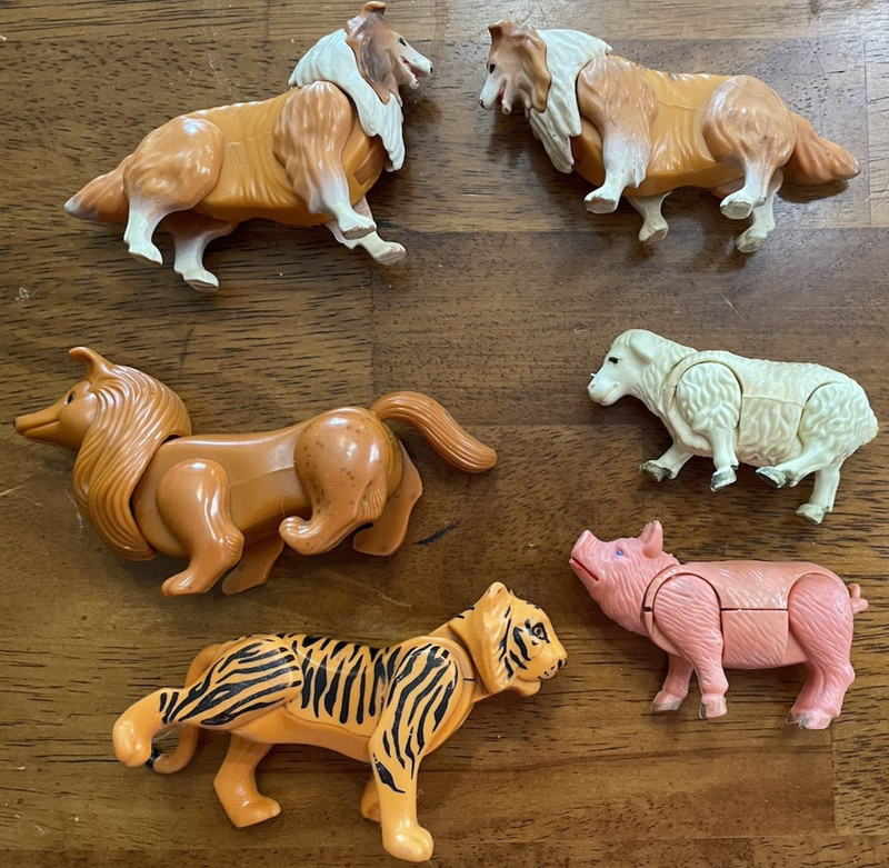 Vintage farm animal lot Adventure People Safari tiger Lassie dog sheep pig 1976+