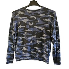Athleta Balance Pullover Stretch Sweatshirt Camo Black Blue Top Size Small